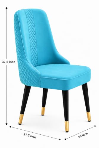 Image of WOODEN SPACE Majestic 4 Seater Wooden Dining Table Set | Urban Marble Top Dining Table with Chairs for Dining Room & Kitchen (Sky Blue Modern Vento) (54x36x30 inch)