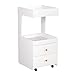 Salon Trolley Cart, Esthetician Cart with 2 Drawer & 2 Trays, 2 Lockable Wheels Hair Styling Station, Tool Organizer Storage Cabinet for Beauty Spa Barbershop, White