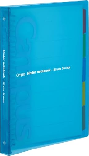 Image of Kokuyo Campus Slide Binder with 5 Tab Dividers, Middle Type, B5, 26 Holes, Up to 100 Sheets, Blue (RU-P333NB)