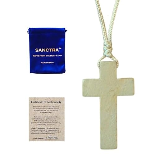 SANCTRA Collar de cruz de madera para hombre y mujer, hecho a mano y bendecido en Tierra Santa, colgante de fe cristiana con bolsa de regalo y certificado de autenticidad. | Ya disponible en tu tienda friki favorita! En mundofriki.es!