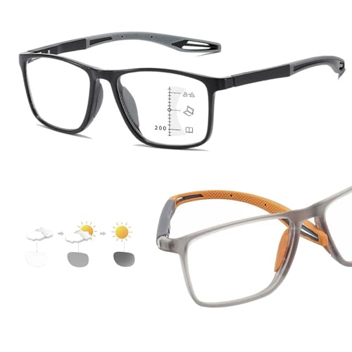 Genérico Gafas Lectura con Bloqueo Luz Azul para Hombre y Mujer, Gafas de Presbicia, Ligeras y Antideslizantes, rectangulares, TR90, Flexibles, Gafas de Bloqueo(Black/Grey,1.0x)