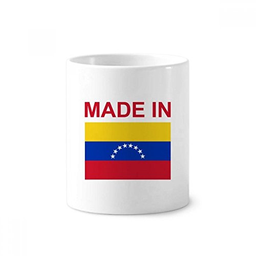 Brosse à dents pen holder céramique Venezuela multicolore, grand mug blanc 12 oz
