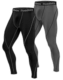 Roadbox Kompressionshose Laufhose Herren Lang für Sport,Trainings,Fitness,Radfahren,Yoga,Wandern,Basketball(Schwarz,Grau,M)
