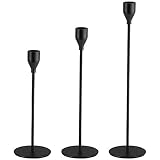 SHIONSON Matte Black Candle Holders Set of 3 for Taper Candles, Modern Decorative Candlestick Holder