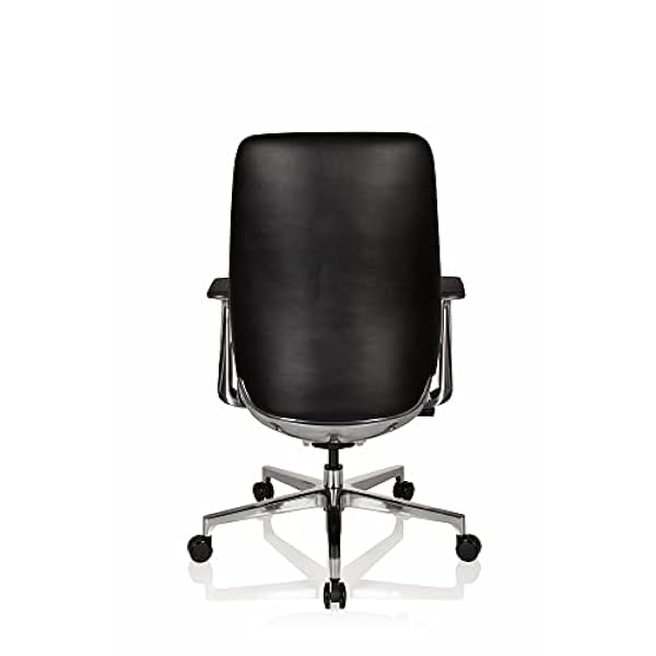 hjh OFFICE 600982 Silla de Oficina Profesional Vermont Cuero Negro, Silla giratoria Brazos, ergonómica, diseño Moderno