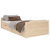 vidaXL Estructura de Cama con Cajones Somier Dormitorio Base Habitación Muebles Mobiliario Hogar Cuarto Descanso Madera Maciza de Pino 90x200 cm