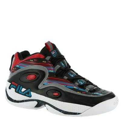Image of Fila Grant Hill 3 Mens Shoes Size 9, Color: Black/Capri Breeze/Fila Red