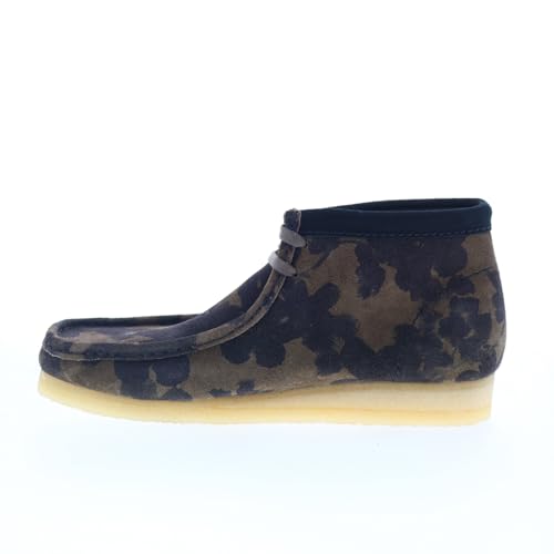 Image of Clarks Men's Wallabee Boots Black /Khaki Floral Suede 10.5 Medium