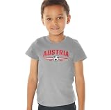 Popfunk Austria Classic Futbol World Soccer Crest with Ball Kids T Shirt (3) for Toddler Boys and Girls, Athletic Heather