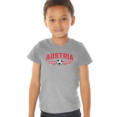 Austria Futbol World Soccer Crest with Ball Kids Tee (3) for Toddler, Grey