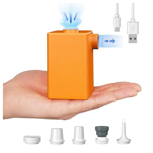 FLEXTAILGEAR - MAX Pump Plus Portable Air Pump with 3600mAh Battery USB Rechargeable Lightest Air Pump to Quick Inflate Deflate for Pool Floats Air Bed Air Mattress Swimming Ring (Orange)