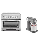 Cuisinart Air Fryer + Convection Toaster Oven, 8-1 Oven with Bake, Grill, Broil & Warm Options, Stainless Steel, TOA-70 & Fresh Fruit & Ice Cream Maker Attachment, White