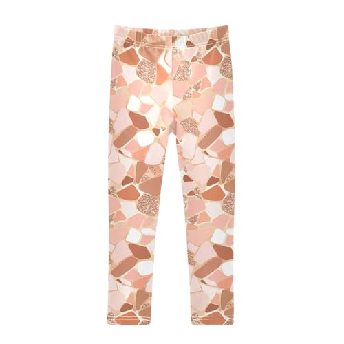 Rose Gold Pink Glitter Kids Baby Girls Basic Leggings Stretch Full Length Leg Yoga Pants Gym