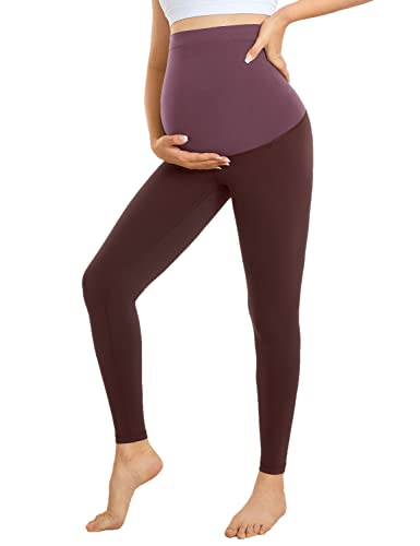 Gratlin Leggins Premamá Leggings Maternidad sobre el Vientre Pantalon Deporte Yoga Embarazo Suave para Mujer Gris Pardo 42 Cover
