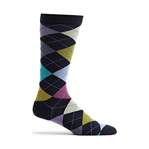Ozone Men's Carnival Sock, Stylish and Comfortable Argyle Crew Socks for Men, Navy, Size 10-10