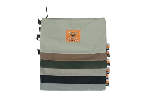 Image of BULL TOOLS Tool Pouch 100% Cotton Canvas 16 oz Tool Organizer Bag, Wrench Holder Pouch, Multi-Purpose Wrench Organizer Bag Utility Organization Bags, Heavy Duty Metal Zipper, Metal Carabiner - 6 Pack