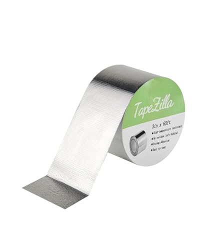 TapeZilla Aluminum Foil Tape 3In x 66Ft, Duct Tape Heavy Duty High Temperature Tape Waterproof for...