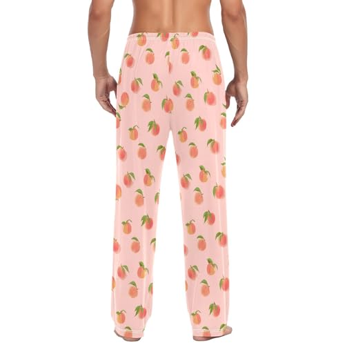 Vdsrup Peach Fruits Pink Pajama Pants Mens Lounge Pants Super Soft Men Pajama Bottoms with Pockets Drawstring S3