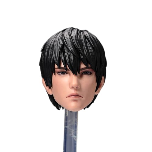 Fremego 1/6 Scale Male Head Sculpt,Asian Male Plastic Hair Head Carved Carving for 12inch Soldier Action Figure Collection