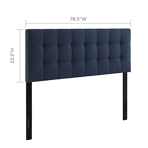 Image of Modway Lily Tufted Linen Fabric Upholstered King Headboard in Navy
