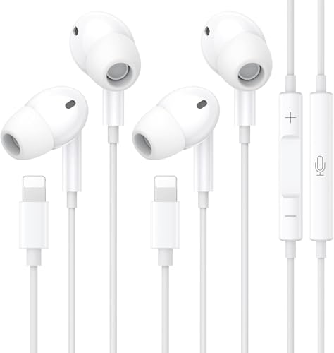 �}�C�N�ƃ{�����[���R���g���[���t����iPhone�p�w�b�h�t�H�� 2�p�b�N - ���y��d�b�ʘb�p�̃C���z�� iPhone 7/8/X/Xs/XR/se/11/12/13/14/Pro/Pro Max�ɑΉ� ���ׂĂ�iOS�V�X�e���ɑΉ��B