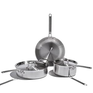 Eater x Heritage Steel 5 Piece Essentials Set | Made in USA | 5 Ply Fully Clad Stainless Steel Cookware Set | Stay Cool Handle | Induction Cookware Set | Non Toxic Cookware Set | Cook like an Eater