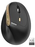 SABLUTE MAM3 Ergonomische Vertikale Maus, Bluetooth Wiederaufladbare Kabellos Maus mit 3 Gerät (BT1+BT2+USB), 4 DPI-Stufen, Präzises und Reibungsloses, Funkmaus für Mac, Windows (Schwarz)