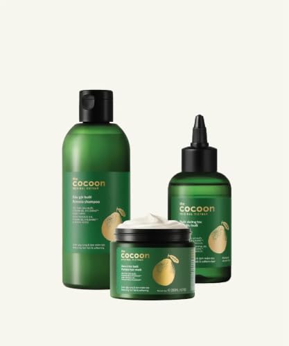 Cocoon Vietnam Pomelo Hair Care Bundle – Shampoo (10.48 fl oz/310ml), Hair Mask (6.76 fl oz/200ml) & Hair Tonic (4.73 fl oz/140ml), Sulfate Free Strengthening Routine for Dry, Damaged & Thinning Hair