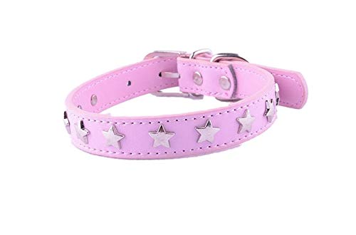 Collier en cuir Hollywood rose clair, tour de cou 34-45 cm de qualité supérieure