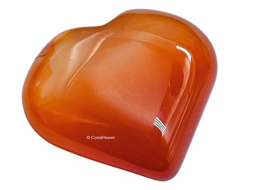 Image of Crystal Heaven Certified Red Onyx Heart Palm Pebbles Stones For Anxiety Stress Relief Massage - Aaa Grade Original Healing Gemstone Agate Heart Palm Stone For Yoga Meditation Spiritual