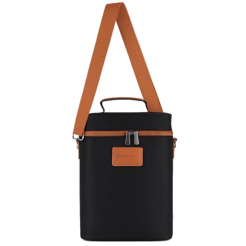 Bolsa Térmica de Transporte para Vinho – Porta 2 Garrafas Impermeável com Alça de Ombro – Perfeita para Viagens, Piqueniques e Eventos – Wine Bag Preta