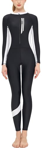 SEAUR Women's One Piece Rash Guard Swimsuit Zipper Front Bathing Suit Surfing Wetsuit UPF 50+ Sporty Swimwear