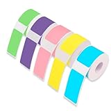 Targonix 5 Rollen Thermo Etiketten 12 x 40 mm, farbige Etikettenbänder selbstklebend und ablösbar für Etikettendrucker, Farbetiketten zum Beschriften und Organisieren im Büro Küche Gefrierfach