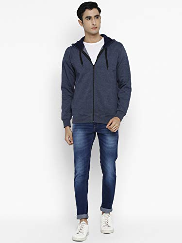 Image of Alan Jones Clothing Men's Solid Zipper Hooded Sweatshirt | Ribbed Hem, Lined Hood, Side Pockets, Durable Zip | Multiple Colors