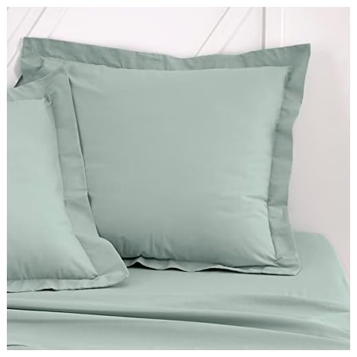 TODAY Essential - Lot de 2 Taies d'oreillers 63X63 cm 100% Coton Uni, Celadon