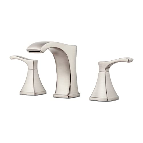 Pfister Venturi 8 in Widespread 3 Hole Bathroom Sink Faucet with Push & Seal Drain, Spot Defense Brushed Nickel Finish, 2 Handle Vanity Faucet for Sink LF049VNGS by Pfister - Used condition - US$68.86