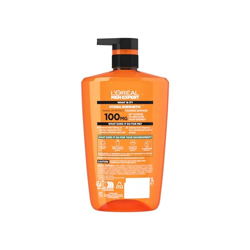 L'Oréal Men Expert Hydra Energetic 3-in-1 Shower Gel, Energizing Body, Face & Hair Wash for Men Instant Wake-Up Effect - Image 2