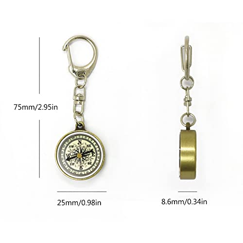 Brújula de bolsillo retro portátil con llavero de zinc miniatura 3