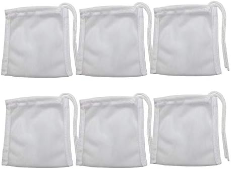 DEECOOYA 6 Pack Small Sized Filter Bags for Activated Carbon,3 by 4 inches High Flow Aquarium Mesh Media Filter Bag with Drawstrings for Fish Tank Charcoal Filter Bags