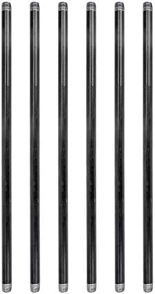 PIPE DÉCOR 1/2” x 24” Malleable Cast Iron Pipe, Pre Cut Connectors, Industrial Steel Grey Fits Standard Half Inch Black Threaded Pipes Nipples and Fittings, Build Vintage DIY Furniture, 6 Pack