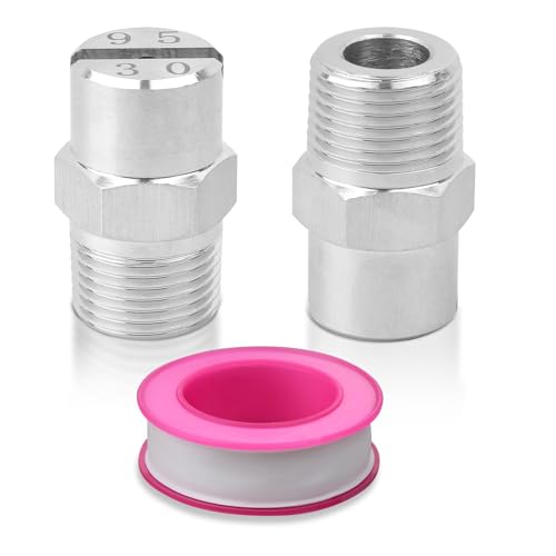 YTKavq Flat Fan Spray Nozzle Tip, 3/8 BSPT Thread 304 Stainless Steel 95 Degree 3.6mm Orifice Diameter High Pressure Jet Nozzle (2 Pcs)