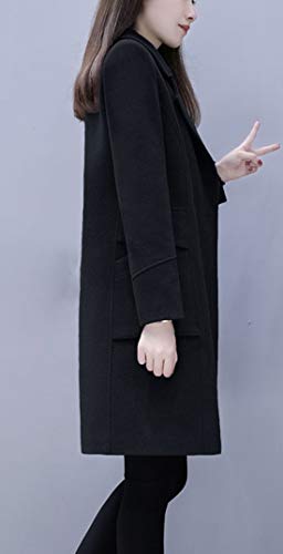 Chouyatou Women'S Basic Essential Double Breasted Mid-Long Wool Blend Pea Coat thumb #1