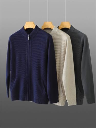 Men's Full Zip Cardigan Sweaters Casual Stand Collar Slim Fit Knitted Sweater Long Sleeve Loose Mens Cardigan Sweater2