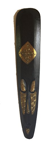 Comercio justo grande tallado a mano indígenas' estilo africano 'Borneo wipods' oro' máscara 102 cm de largo, 16 cm de ancho