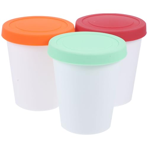 HOLIDYOYO Lot De 3 Seaux Réutilisables Pour Crème Glacée Maison Avec Couvercles Étanches Contenants Multifonctions En Silicone Pour Yaourt Glaces Et Stockage Alimentaire
