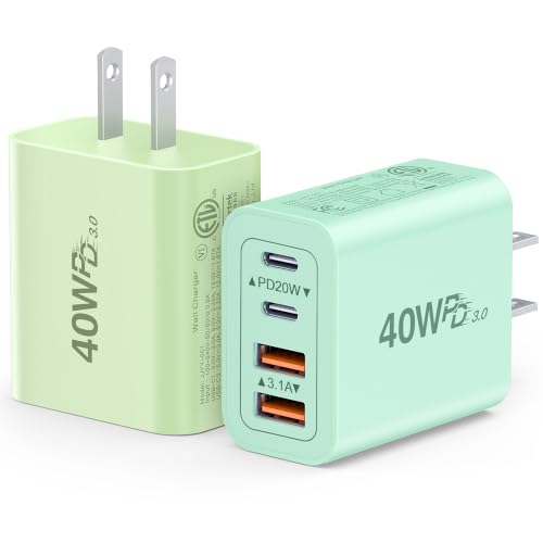 Image of [2-Pack] 40W USB C Fast Charger Block, Multiple Type C Charging Cube