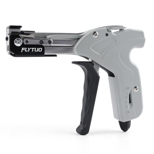 Flytuo Stainless Steel Cable Tie Gun - 4-Level Adjustable Fastening Tie Tool,Professional Frade Metal Zip Tie Tool for Secure and Easy Installation