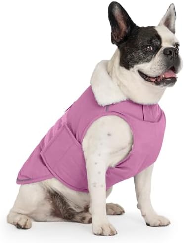 Dog Coat, Waterproof Dog Winter Jacket with Leash Portal, Warm Reflective Fleece-Interior Pet Snow Vest for Small Medium Large Dogs - Lilac - M