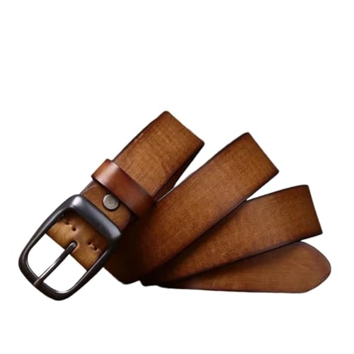 Men Leather Belt Cowskin Fashion Brass Buckle Vintage