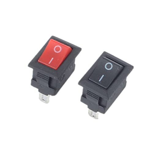 NIXCON Drucktastenschalter 1/5 Stück/Los KCD1 15 * 10 mm 2PIN Bootswippschalter SPST Snap-in EIN-/Aus-Mikroschalterposition 3A/250 V Mini-Momentan-Druckknopf, zgd (Color : Red, Size : One Size)
